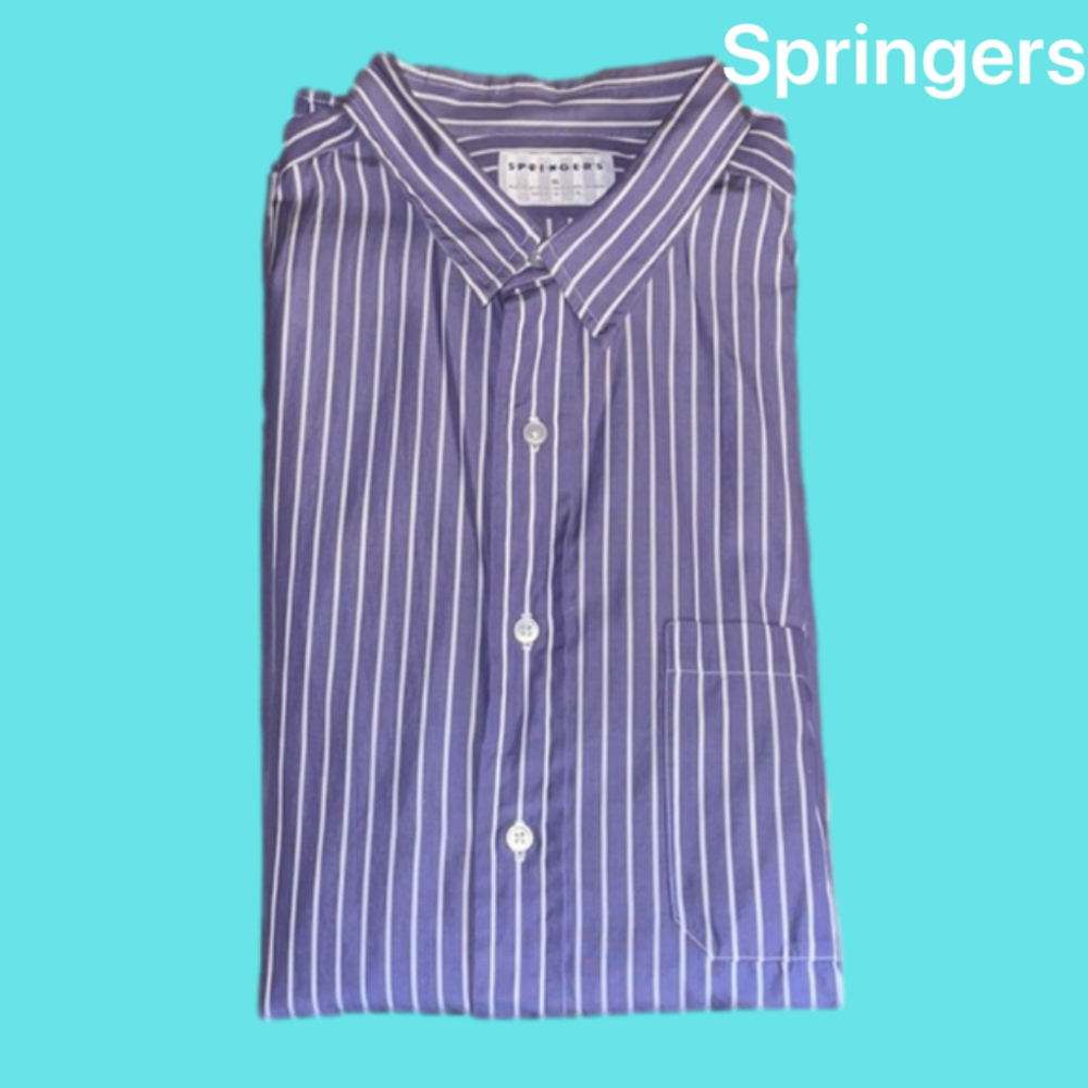 Springer’s Blue w’ white striped dress shirt (XL)